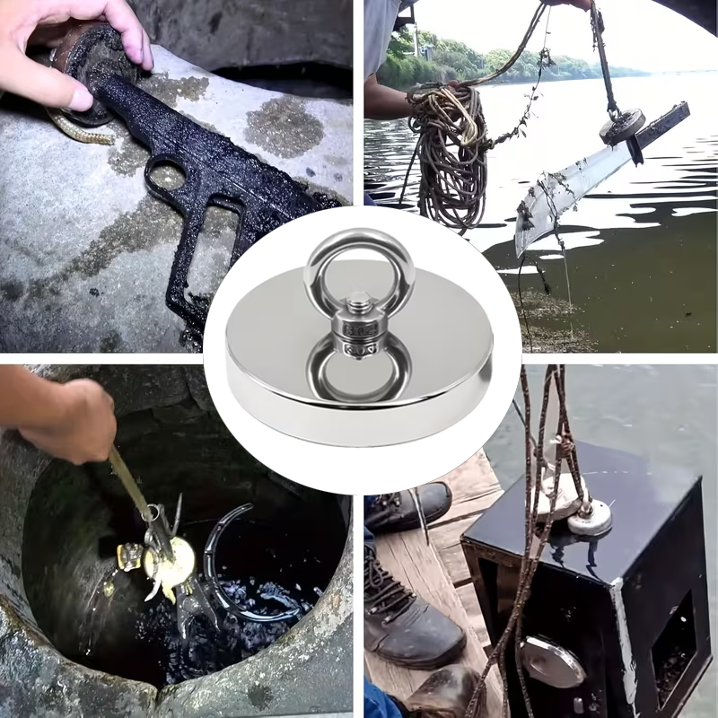 750LBS Large Fishing Magnet, 90mm/3.54in Single-Side, Shatter-Wear Resistant