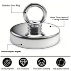 750LBS Large Fishing Magnet, 90mm/3.54in Single-Side, Shatter-Wear Resistant