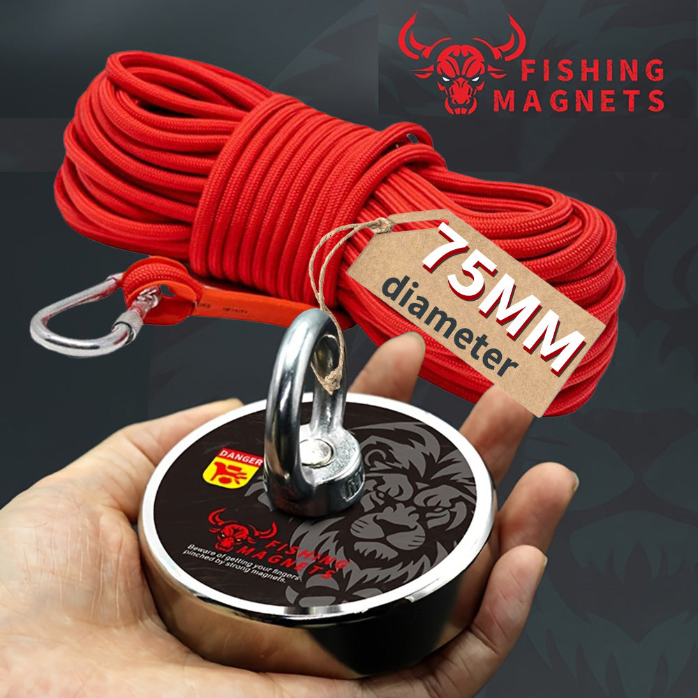 Magnet Fishing Kit-500 lbs / 227 kg Pulling Force with Rope| Strong Retrieval Magnet