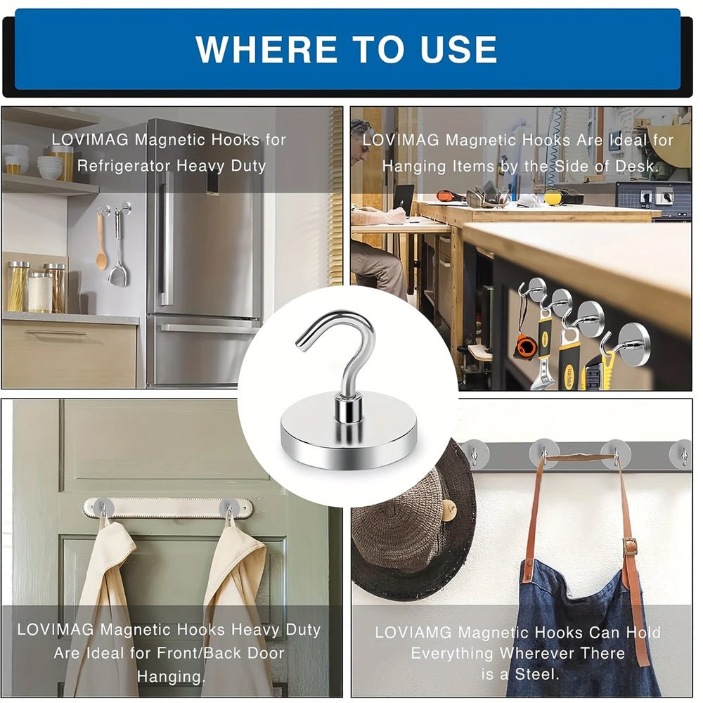 75lbs Heavy Duty Neodymium Magnetic Hook - magpullbulk