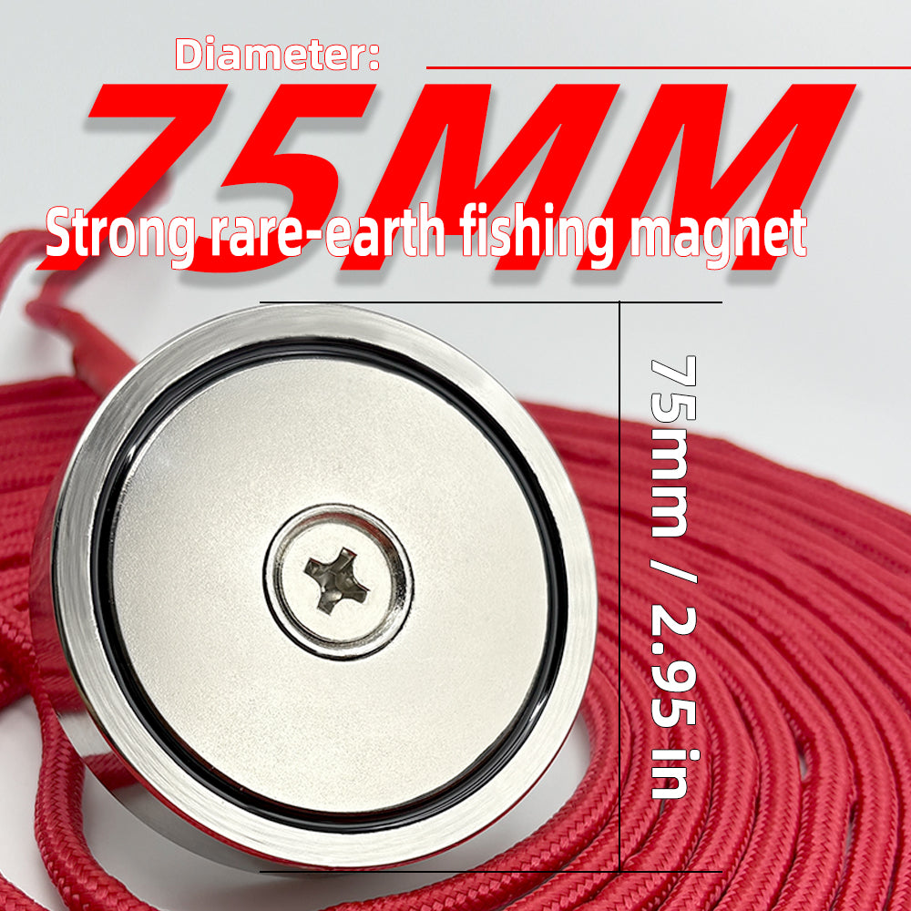 Heavy-Duty Fishing Magnet Kit - 500 lbs / 227 kg Pulling Force with Rope| Permanent Magnetism