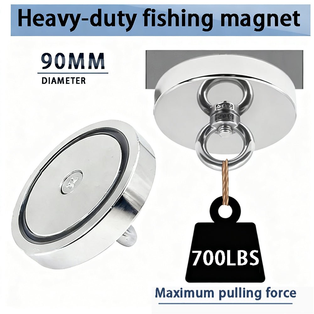 800LBS Large Fishing Magnet, 90mm/3.54in Single - Side, Shatter - Wear Resistant - magpullbulk