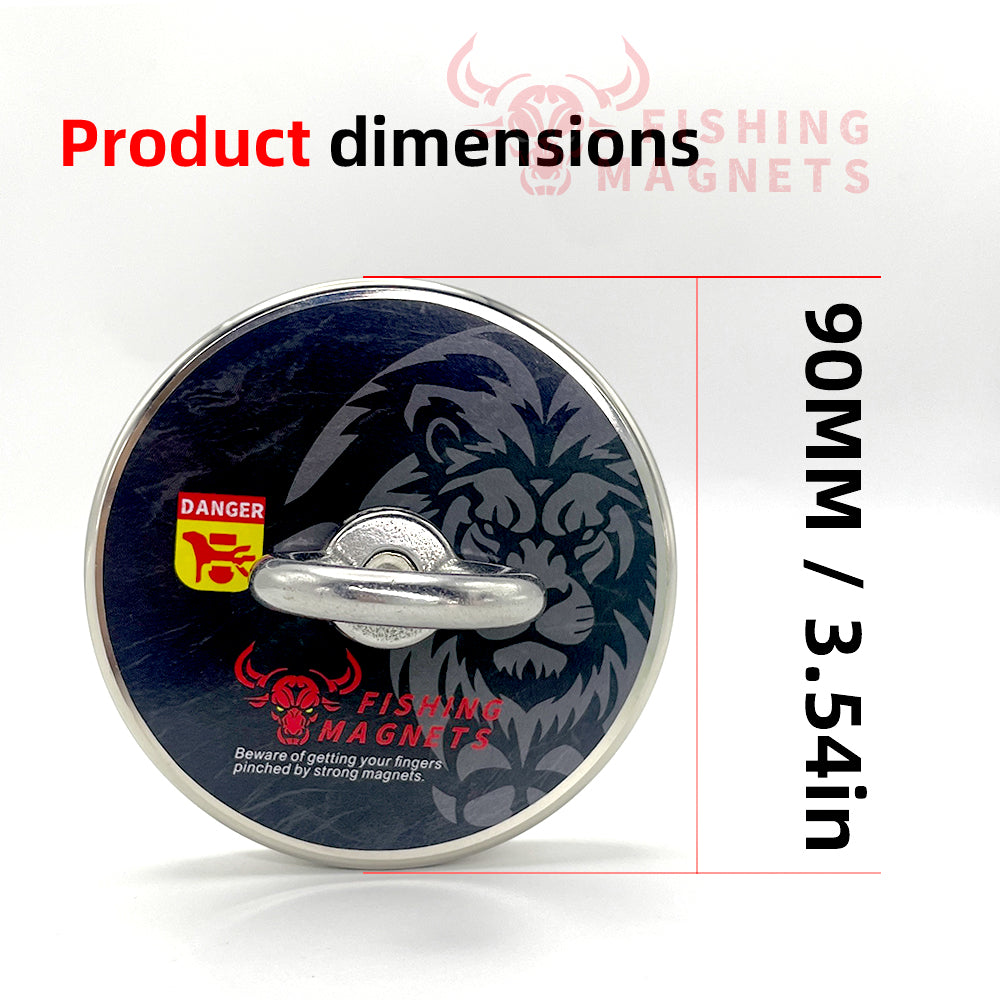 Fishing Magnet - 700 lbs / 350 kg Pulling Force with Rope | Black Lion Edition