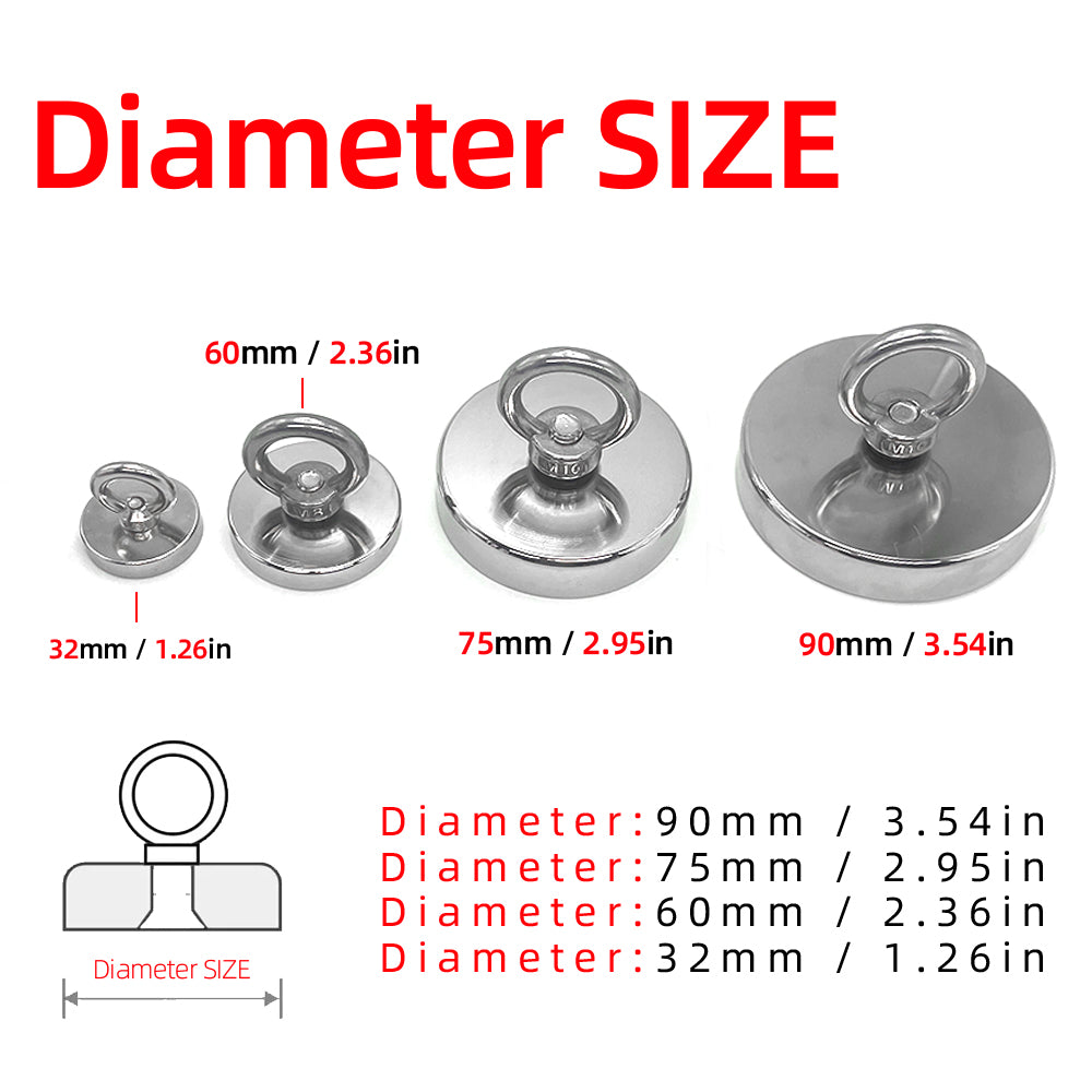 Strong Suction Fishing Magnet|NdFeB Fishing Magnet for Underwater Retrieving & Treasure Hunting