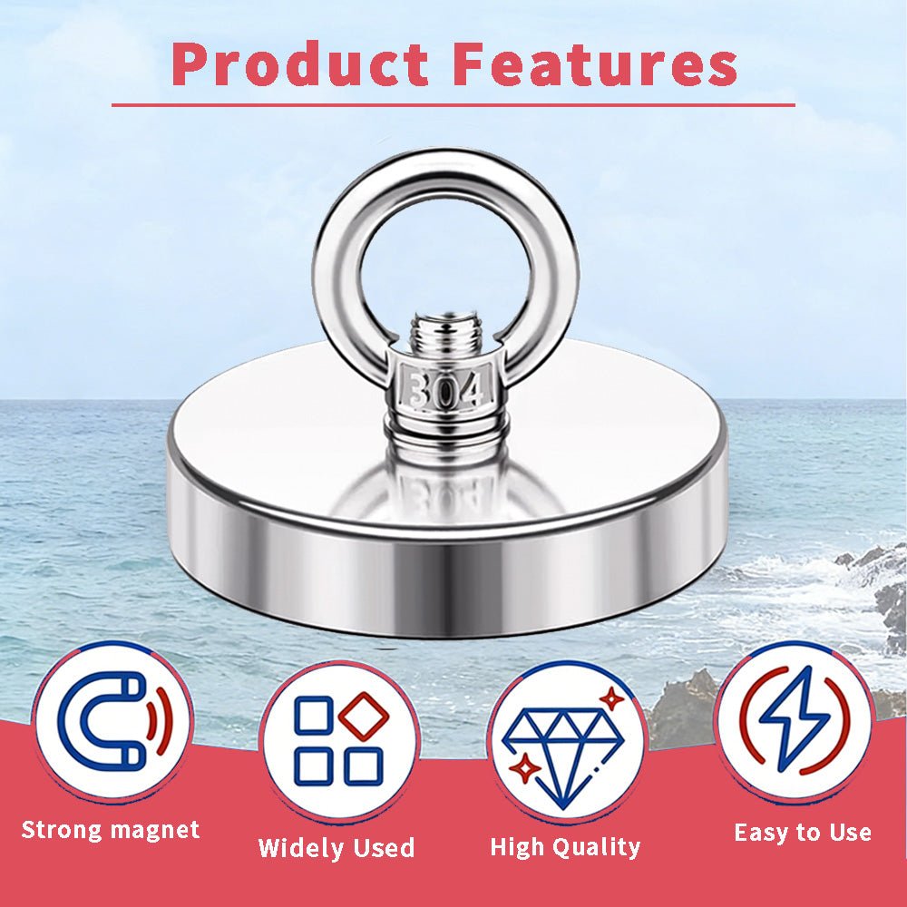 Magnet Fishing Kit - 800 lbs / 362.8 kg Pulling Force with Rope| Strong Neodymium - magpullbulk